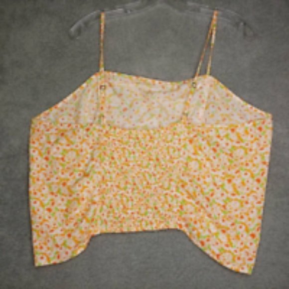 BP Womens Camisole Cami Top Multicolor Tamara Floral Ruched Smocked Plus 2X New - Picture 2 of 8